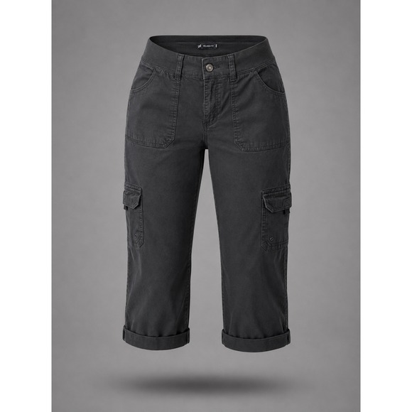 Lee Pants - Lee Relaxed Fit Black Cargo Capris Womens 16 Medium Cotton Spandex 3370501